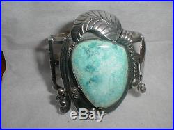 Vintage Navajo Huge Roy Buck Old Pawn Sterling Silver Turquoise Cuff Bracelet Nr