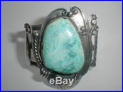 Vintage Navajo Huge Roy Buck Old Pawn Sterling Silver Turquoise Cuff Bracelet Nr