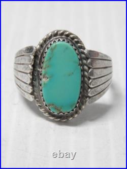 VINTAGE NAVAJO INDIAN STERLING SILVER TURQUOISE MAN'S RING sz 11 3/4