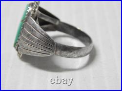 VINTAGE NAVAJO INDIAN STERLING SILVER TURQUOISE MAN'S RING sz 11 3/4