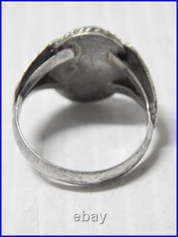 VINTAGE NAVAJO INDIAN STERLING SILVER TURQUOISE MAN'S RING sz 11 3/4