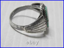 VINTAGE NAVAJO INDIAN STERLING SILVER TURQUOISE MAN'S RING sz 11 3/4