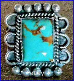 VINTAGE NAVAJO NATIVE AMERICAN STERLING SILVER & KINGMAN TURQUOISE RING sz 8.5