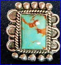 VINTAGE NAVAJO NATIVE AMERICAN STERLING SILVER & KINGMAN TURQUOISE RING sz 8.5