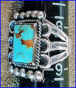 VINTAGE NAVAJO NATIVE AMERICAN STERLING SILVER & KINGMAN TURQUOISE RING sz 8.5