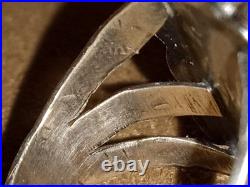 VINTAGE NAVAJO NATIVE AMERICAN STERLING SILVER & KINGMAN TURQUOISE RING sz 8.5