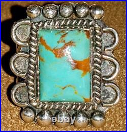 VINTAGE NAVAJO NATIVE AMERICAN STERLING SILVER & KINGMAN TURQUOISE RING sz 8.5