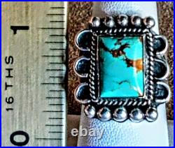 VINTAGE NAVAJO NATIVE AMERICAN STERLING SILVER & KINGMAN TURQUOISE RING sz 8.5