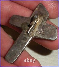 VINTAGE NAVAJO STERLING SILVER TURQUOISE CROSS PENDANT CHARM QUALITY PIECE tuvi