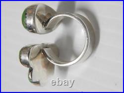 VINTAGE NAVAJO STERLING SILVER TURQUOISE MODERNIST DSGN RING sz 6 1/4