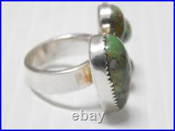 VINTAGE NAVAJO STERLING SILVER TURQUOISE MODERNIST DSGN RING sz 6 1/4