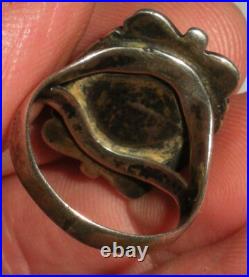 VINTAGE NAVAJO TURQUOISE STERLING SILVER RING GREAT DESIGN SIZE 8 1/4 vafo