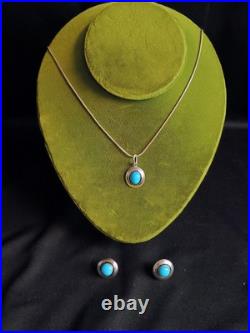 VTG ESTATE Earrings & Necklace Set Sterling SILVER & TURQUOISE By CARLOS DIAZ VTG ESTATE Earrings & Necklace Set Sterling SILVER & TURQUOISE By CARLOS DIAZ