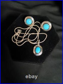 VTG ESTATE Earrings & Necklace Set Sterling SILVER & TURQUOISE By CARLOS DIAZ VTG ESTATE Earrings & Necklace Set Sterling SILVER & TURQUOISE By CARLOS DIAZ