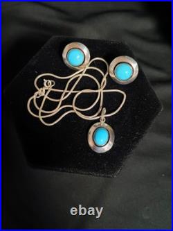 VTG ESTATE Earrings & Necklace Set Sterling SILVER & TURQUOISE By CARLOS DIAZ VTG ESTATE Earrings & Necklace Set Sterling SILVER & TURQUOISE By CARLOS DIAZ