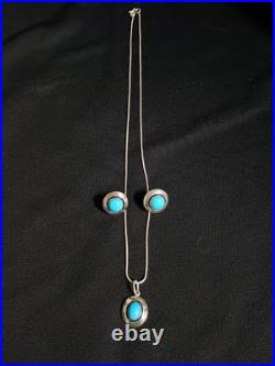 VTG ESTATE Earrings & Necklace Set Sterling SILVER & TURQUOISE By CARLOS DIAZ VTG ESTATE Earrings & Necklace Set Sterling SILVER & TURQUOISE By CARLOS DIAZ