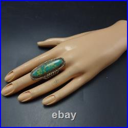 VTG Navajo WILL DENETDALE Sterling Silver TURQUOISE RING sz 9.5 Split Shank Band