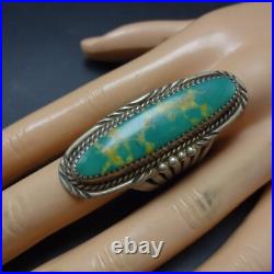 VTG Navajo WILL DENETDALE Sterling Silver TURQUOISE RING sz 9.5 Split Shank Band