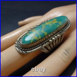VTG Navajo WILL DENETDALE Sterling Silver TURQUOISE RING sz 9.5 Split Shank Band