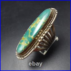 VTG Navajo WILL DENETDALE Sterling Silver TURQUOISE RING sz 9.5 Split Shank Band