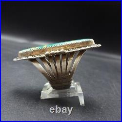 VTG Navajo WILL DENETDALE Sterling Silver TURQUOISE RING sz 9.5 Split Shank Band