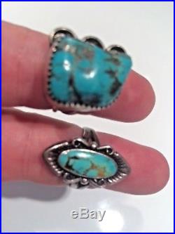 VTG Pawn Native American Old Ring Lot Turquoise Sterling Silver 4 rings