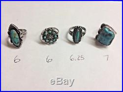 VTG Pawn Native American Old Ring Lot Turquoise Sterling Silver 4 rings