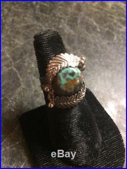 VTG Pawn Native American Old Ring Lot Turquoise Sterling Silver 6 rings