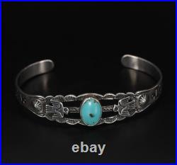VTG Sterling Silver NAVAJO Fred Harvey Turquoise Peyote Bird 6 Cuff Bracelet 9g VTG Sterling Silver NAVAJO Fred Harvey Turquoise Peyote Bird 6 Cuff Bracelet 9g