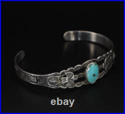 VTG Sterling Silver NAVAJO Fred Harvey Turquoise Peyote Bird 6 Cuff Bracelet 9g VTG Sterling Silver NAVAJO Fred Harvey Turquoise Peyote Bird 6 Cuff Bracelet 9g