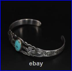 VTG Sterling Silver NAVAJO Fred Harvey Turquoise Peyote Bird 6 Cuff Bracelet 9g VTG Sterling Silver NAVAJO Fred Harvey Turquoise Peyote Bird 6 Cuff Bracelet 9g