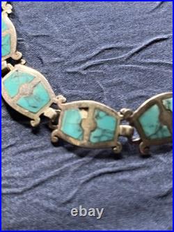VTG Taxco 950 Sterling Silver Turquoise Necklace Bracelet & Earrings Set Mexico VTG Taxco 950 Sterling Silver Turquoise Necklace Bracelet & Earrings Set Mexico