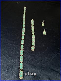 VTG Taxco 950 Sterling Silver Turquoise Necklace Bracelet & Earrings Set Mexico VTG Taxco 950 Sterling Silver Turquoise Necklace Bracelet & Earrings Set Mexico