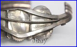 V. Blackgoat 65.5g 925 Sterling Silver & Turquoise Navajo Cuff Bracelet 3-Stone