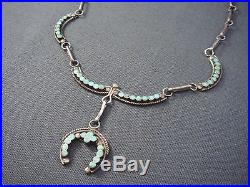 V&L DISHTA Vintage ZUNI Pawn STERLING SILVER & Turquoise Inlay NAJA Necklace