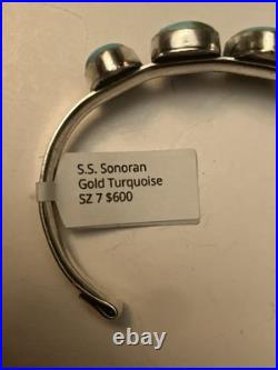 Verley Betone Navajo Sterling Silver Sonoran Gold Turquoise Bracelet 7signed