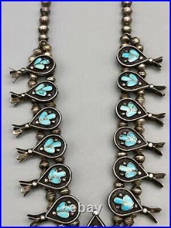 Very Appealing Dishta Style Turquoise Squash Blossom Necklace