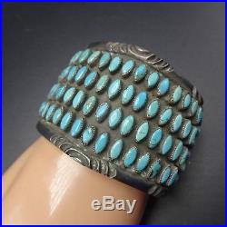 Very Old NAVAJO Sterling Silver TURQUOISE Petit Point CLUSTER Cuff BRACELET 106g