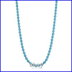 Vibrant 7mm Sleeping Beauty Turquoise Beads Necklace in 10K Yellow Gold Over 20