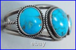 Vinage Navajo Sterling Silver 3 Stone Turquoise Cuff