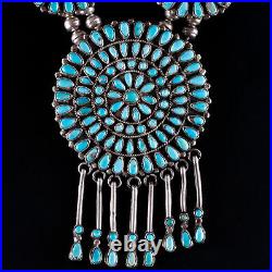 Vintage 1970's Sterling Silver Navajo Native American Turquoise Squash Blossom