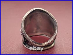 Vintage 1970s Navajo Sterling Silver Turquoise Ring Sz 9.5 Handmade Southwest