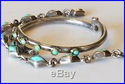Vintage 2 Mexico Sterling Silver 925 Turquoise Clamper & Link Bracelets