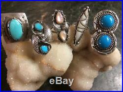Vintage 925 Sterling Silver Native American Ring Lot 5 Rings Turquoise MOP