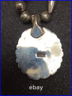 Vintage. 925 Sterling Silver & Turquoise Native American Necklace 21-1/2