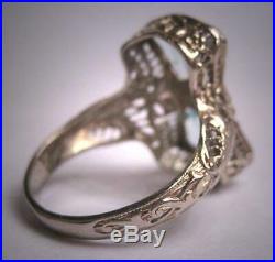 Vintage Aquamarine 6.00ct Gemstone Estate Art Deco Antique Wedding 1920 Bow Ring