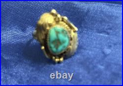 Vintage Billy Slim Native American Navajo Artist Sterling Silver Turquoise Ring