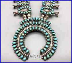Vintage Cluster Style Turquoise Squash Blossom Necklace
