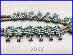 Vintage Cluster Style Turquoise Squash Blossom Necklace