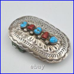 Vintage Darlene C DC Thomas Navajo Sterling Silver Turquoise Concho Belt Buckle